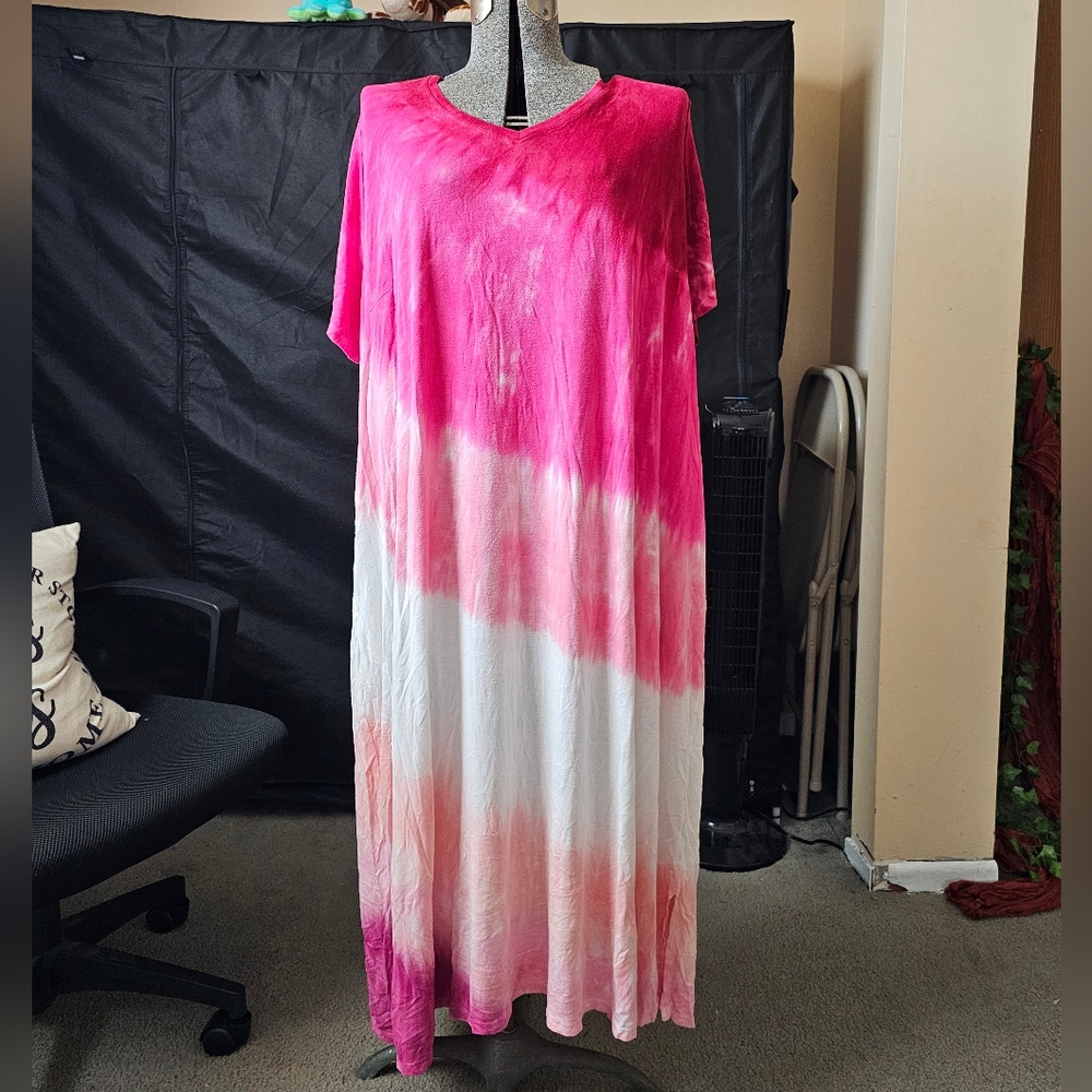 Lane Bryant Red Tie Dyed T-shirt Dress